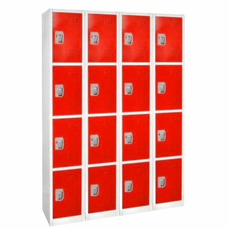 ADIROFFICE 72in H x 12in W x 12in D 4-Compartment Steel Tier Key Lock Storage Locker in Red, 4PK ADI629-204-RED-4PK